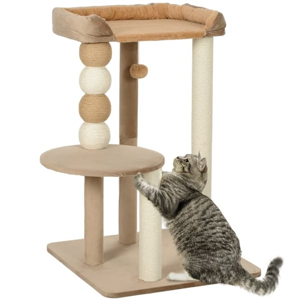 Rootz Luxurious Cat Tree - Skrapstolpe - Kitty Tower - Komfort för större katter - 56L x 54W x 86H cm