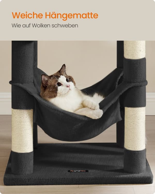 Scratching Post - 143 cm høj - med 4 blæk -sorte ridseposter