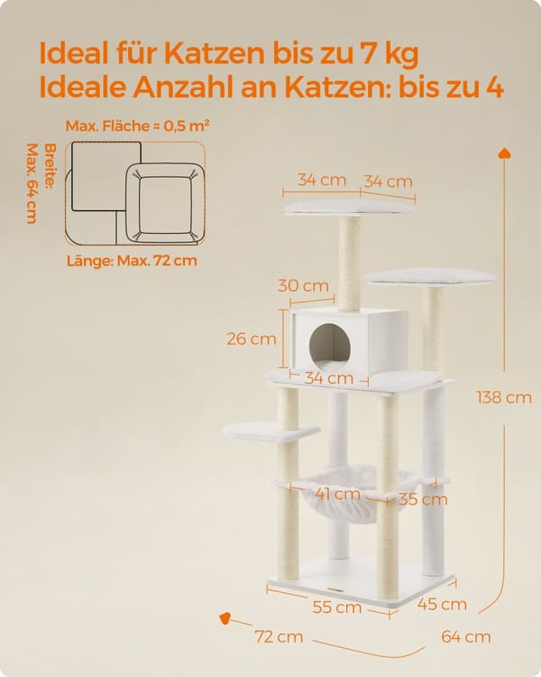 Useita kerroksia naarmuuntuminen - 138 cm korkea