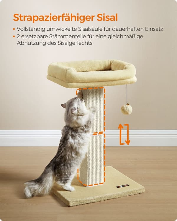 Skrapstolpe med plyschplattform - 40 × 30 cm