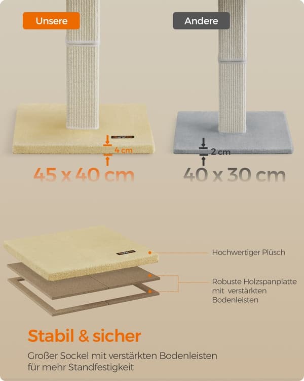 Skrapstolpe med plyschplattform - 40 × 30 cm