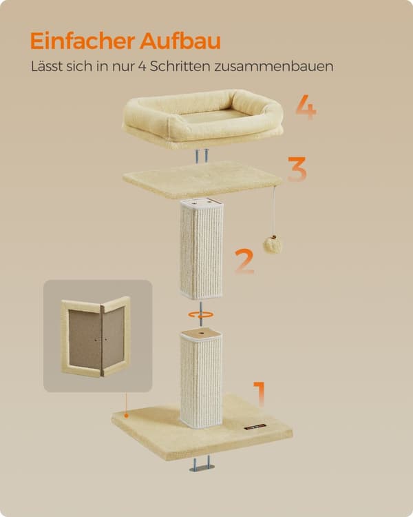 Skrapstolpe med plyschplattform - 40 × 30 cm