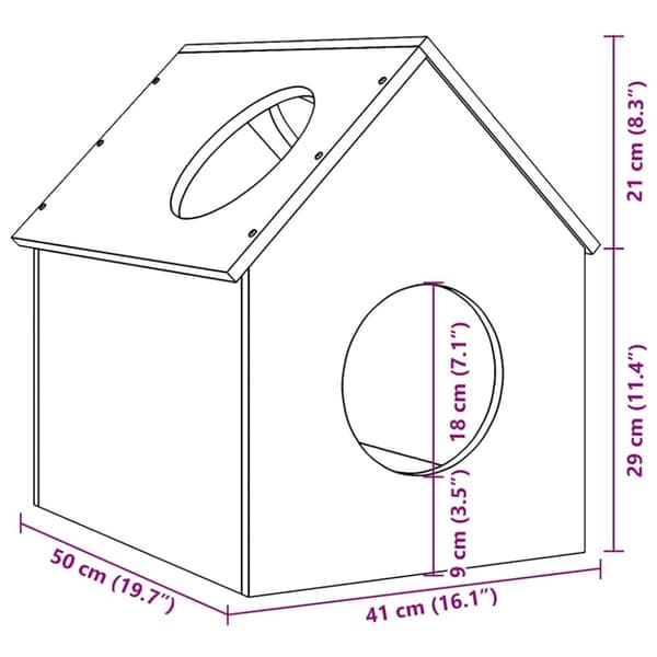 vidaXL Katthus vit 41x50x50 cm massiv furu