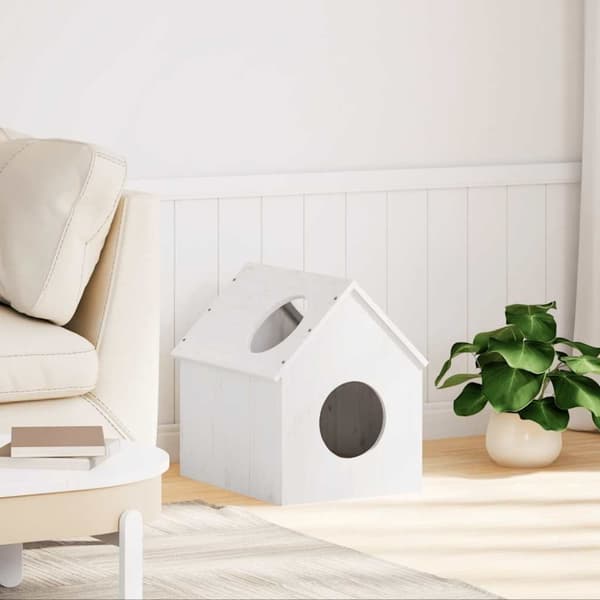 vidaXL Katthus vit 41x50x50 cm massiv furu