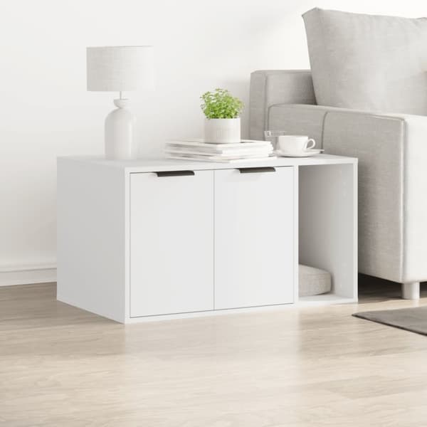 vidaXL toiletskjuler til kattebakke 80x50x45 cm konstrueret træ hvid
