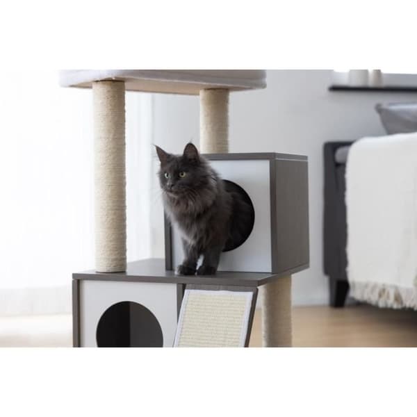 KERBL - Kattträd FLAIR - 48x44x86cm - Vit/grå - Sisal