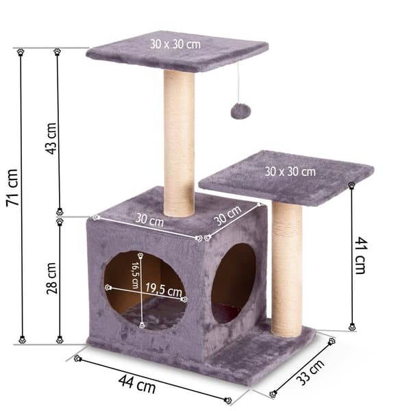 Cat Scratcher 71 cm DR-263 Pethaus med mus, Grå
