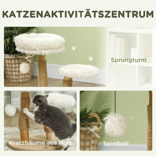 Rootz 24 "Cat Tree - Cat Tower - Scratching Post - Mjuk tvättbar säng - 50 cm x 47 cm x 61,5 cm för katter upp till 5 kg