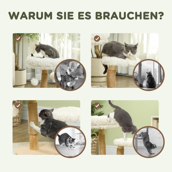 Rootz 24 "Cat Tree - Cat Tower - Scratching Post - Mjuk tvättbar säng - 50 cm x 47 cm x 61,5 cm för katter upp till 5 kg