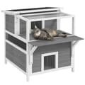 Pikkukuva 10 / 11: Rootz 2 -Tier Cat House parvekkeella - säänkestävä kissansuoja - ulkokissan retriitti - kuusen puu ja vedenpitävä maali - 64 cm x 87cm x 76 cm