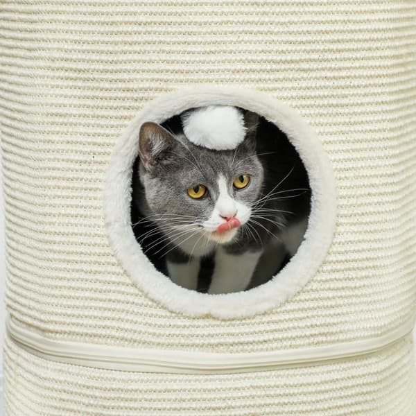 Rootz 3 -lagskatskrabe tønde - kattetårn - Indoor Cat House - Sisal -dækning beskytter møbler - Ø42 x 69H cm - Grå