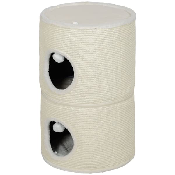 Rootz 3 -lagskatskrabe tønde - kattetårn - Indoor Cat House - Sisal -dækning beskytter møbler - Ø42 x 69H cm - Grå