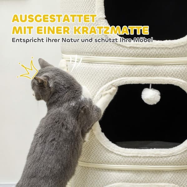 Rootz 4 Tier Cat Barrel - Cat Tower - Indoor Cat House - Scratch & Play - 51 cm Ø x 100 cm h
