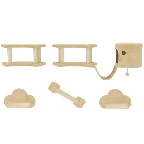 Rootz 5 stykker katteklatringssæt - skrabeposts - Jumping Platforms - Forbedrer trivsel - Skrabende post 12,5W x 15d x 54h cm