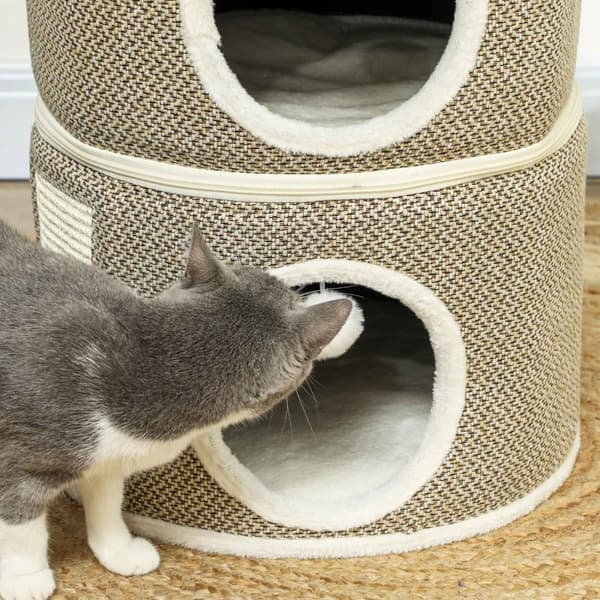 Rootz Cat Tower 3 Tier - Cat House - Condo - Plush Comfort - Ø40 X 56H CM - Brown