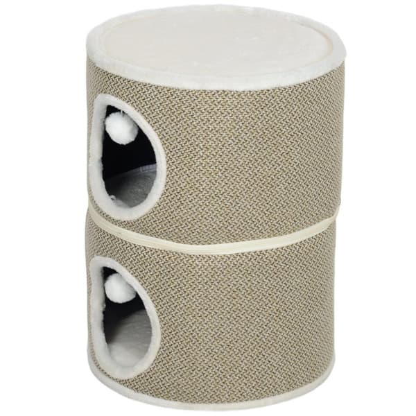 Rootz Cat Tower 3 Tier - Cat House - Condo - Plush Comfort - Ø40 X 56H CM - Brown