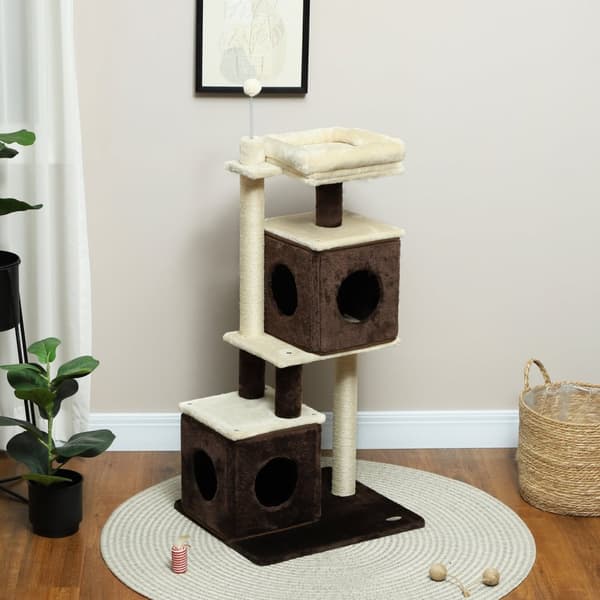 Rootz Cat Tree - Divisible Cat Tower - inomhus kattlekplats - Mysig gömställe - 55 cm x 48 cm x 107 cm