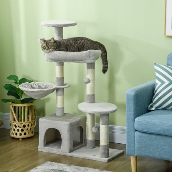 Rootz Cat -radutuspylväs - Moniaktiivisuuskeskus - Cat Tree - Viihdyttää ja suojaa huonekaluja - 65L x 30W x 104H CM