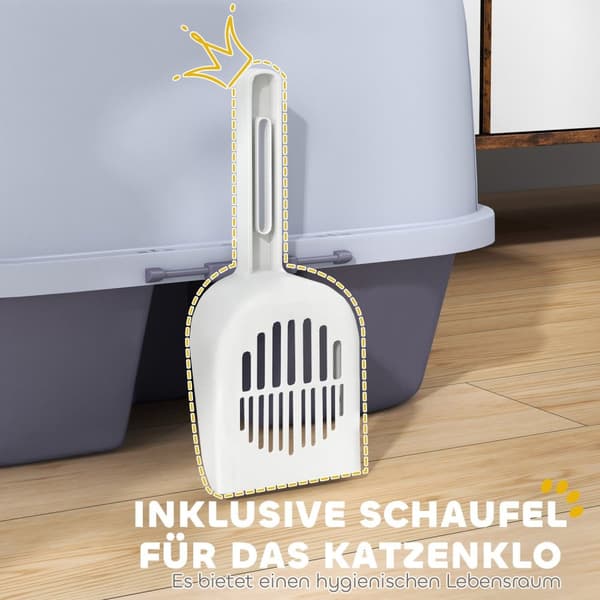 Rootz Cat Litter Box med låg og scoop - Pet Litter Pan - Easy Clean Kitty Toilet - 50 cm x 50 cm x 39 cm - Låsbar og stilfuld grå
