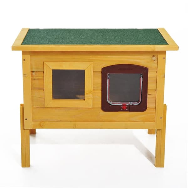 Rootz Cat House - Cat Cave - Pet Shelter - Weatherproof Fir Wood - Outdoor & Indoor Use - L70 X W51.5 X H60cm