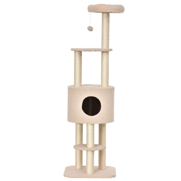 Rootz Cat Tree med Sisal Scratching Post - Cat Condo - Plush Cat Tower - Skyddar möbler - 45L X 40W X 148H CM