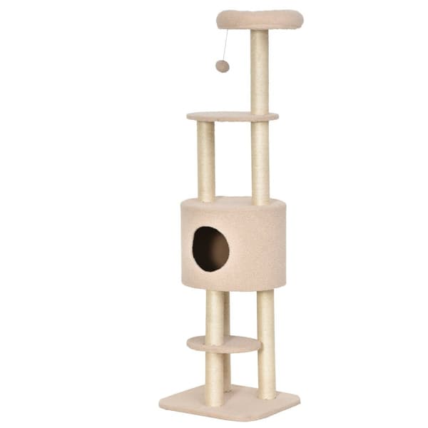Rootz Cat Tree med Sisal Scratching Post - Cat Condo - Plush Cat Tower - Skyddar möbler - 45L X 40W X 148H CM