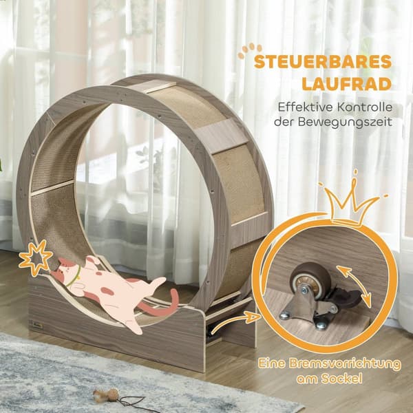 Rootz Cat Wheel - Cat Balance Bike - Cat Abraining Wheel - Stöder hälsosam träning - 91 cm x 33,5 cm x 94 cm - Brown