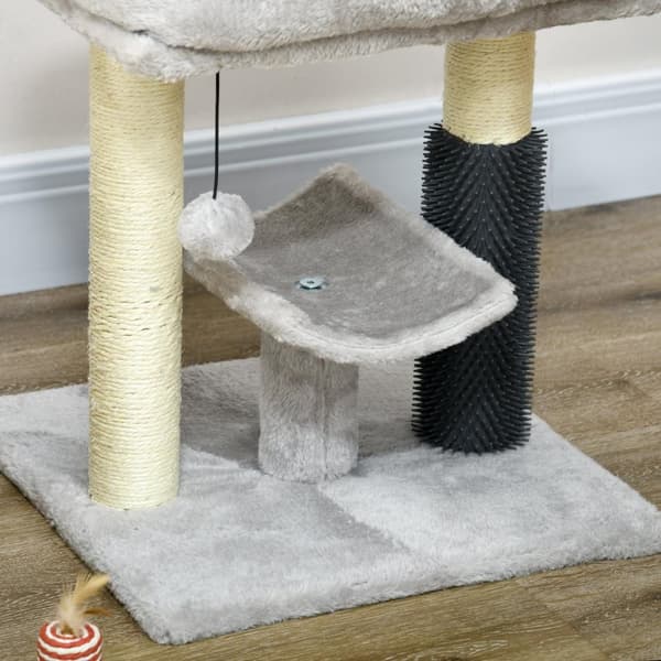 Rootz Cat Tree Scratching Post - Play Tower - Cat Activity Center - Sisal Trunk - 48 cm High - Gray