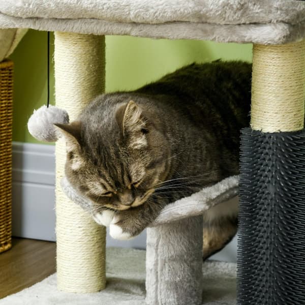 Rootz Cat Tree Scratching Post - Play Tower - Cat Activity Center - Sisal Trunk - 48 cm High - Gray