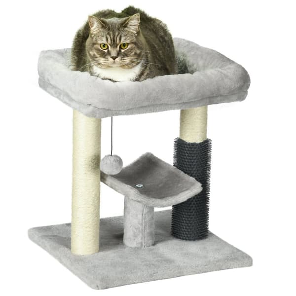 Rootz Cat Tree Scratching Post - Play Tower - Cat Activity Center - Sisal Trunk - 48 cm High - Gray
