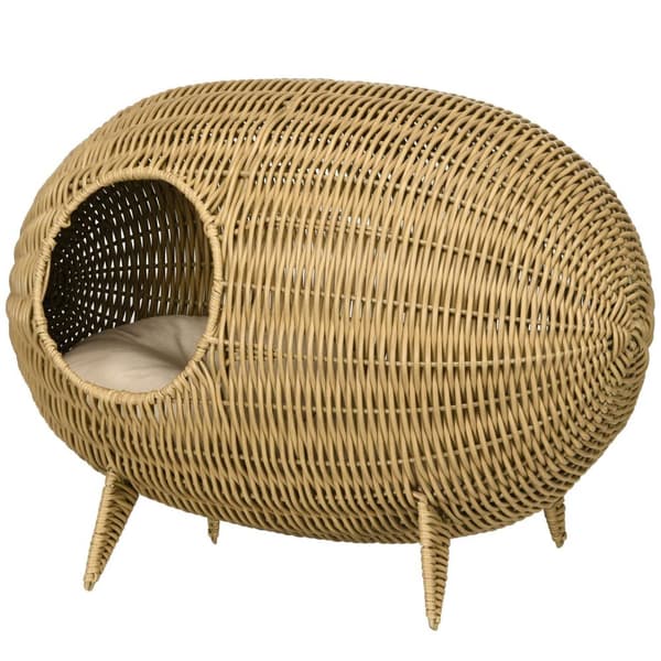 Rootz forhøjet kattebed - hyggelig kurv - kattehule - stor komfort - 55L x 36W x 42H cm pude inkluderet