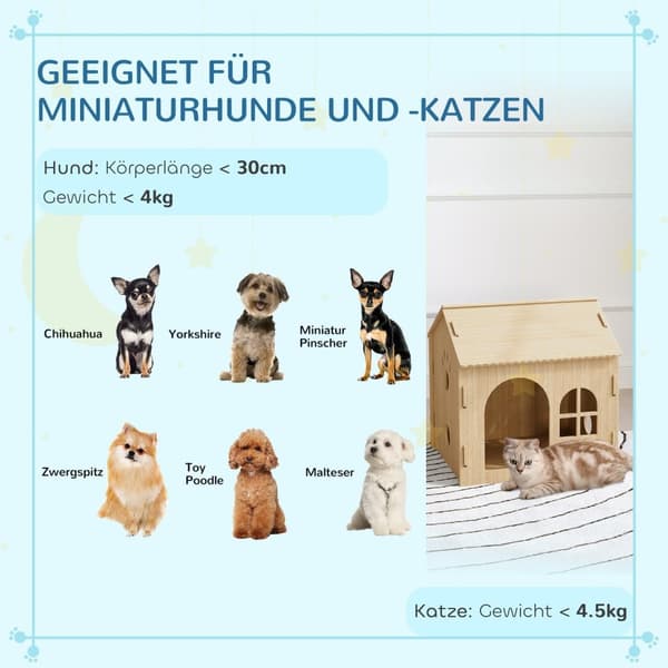 Rootzin sisäkoiran kennel/kissan talo - lemmikkieläinten suoja - viihtyisä eläinpaikka - optimaalinen ilmanvaihto - 49,5 cm x 41cm x 51cm