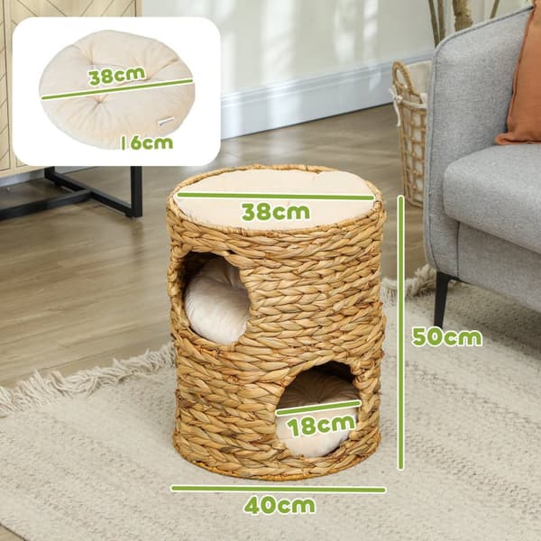Rootzin naarmuuntuvan tynnyriin torni - kissan huoneisto - kissapuu - viihtyisät luolat - 40 cm x 50 cm x 22 cm - ihanteellinen kissoille 3,5 kg