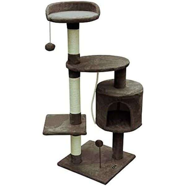 Cat Scratcher/Play Center - GLORIA - Volga - Brun - Plysch och sisalrep - DIY-montering