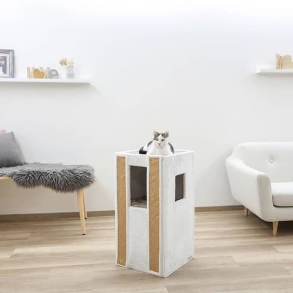 Kerbl Skraptunna för katter Galina 40x40x78 cm Vit och brun 445259