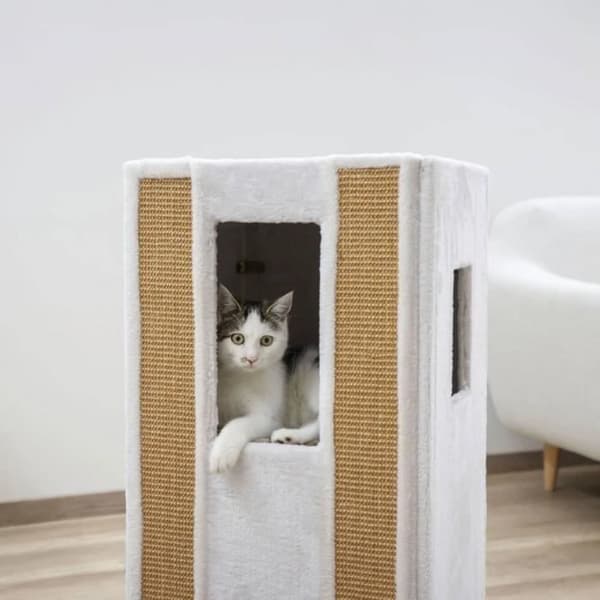Kerbl Skraptunna för katter Galina 40x40x78 cm Vit och brun 445259