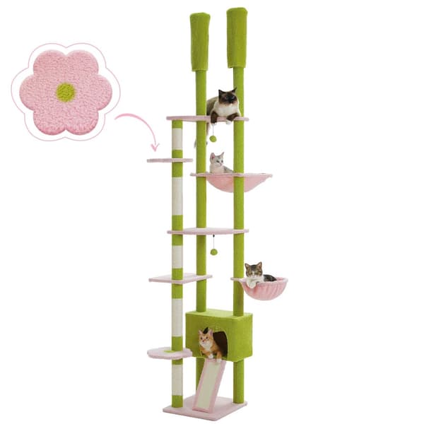 Lattiasta kattoon -kissapuu, säädettävä korkeus 230 cm - 252 cm, tukeva puurakenne,AMT0249PK, XL