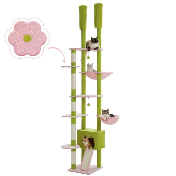 Lattiasta kattoon -kissapuu, säädettävä korkeus 230 cm - 252 cm, tukeva puurakenne,AMT0249PK, XL