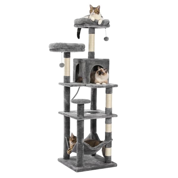 Multi-Level Katte træ, 5-lags design, holdbar trækonstruktion,AMT0134GY, L