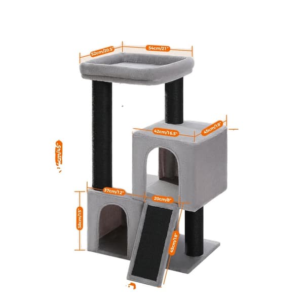 Stort Kattträd, Extra Tjocka Klösträd, Flera Nivåer Design,AMT0267BK, L