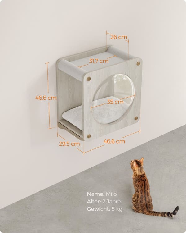 Kattehule, Clickat, 46,6 x 29,5 x 46,6 cm, Havregrynsbrun.