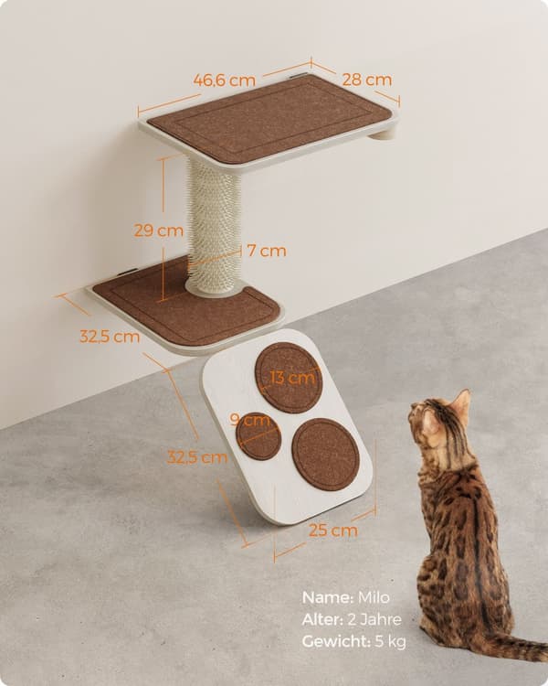 Klättervägg, Clickat, 53,6 x (32,5-65) x (37,8-63) cm, Havregryn-Kaffebrown.