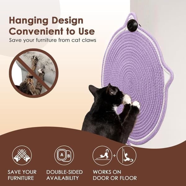 Kattklösmatta, bomullsbollleksak och kattöra designad klösmatta, hållbar klösvägg.