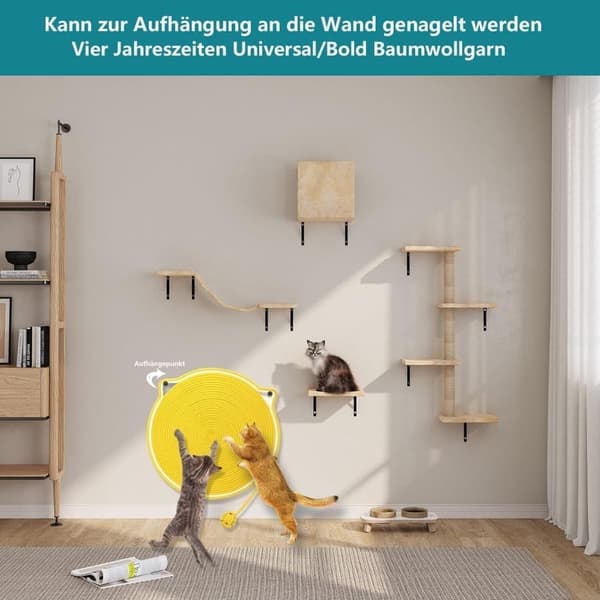 Kattklösmatta, bomullsbollleksak och kattöra designad klösmatta, hållbar klösvägg.