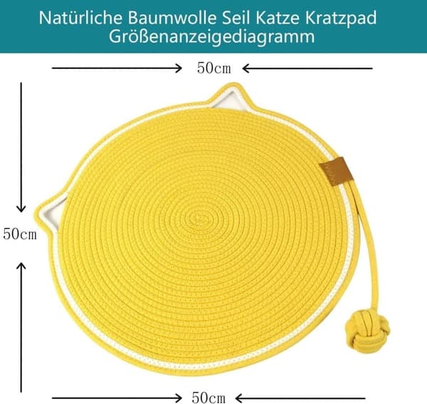 Kattklösmatta, bomullsbollleksak och kattöra designad klösmatta, hållbar klösvägg.