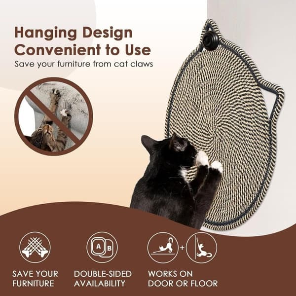 Kattklösmatta, bomullsbollleksak och kattöra designad klösmatta, hållbar klösvägg.