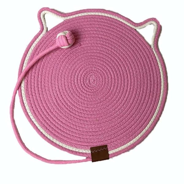 Kattklösmatta, bomullsbollleksak och kattöra designad klösmatta, hållbar klösvägg. Rosa 50cm x 50cm