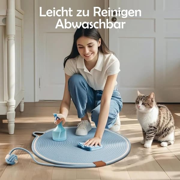 Kattklösmatta, bomullsbollleksak och kattöra designad klösmatta, hållbar klösvägg.