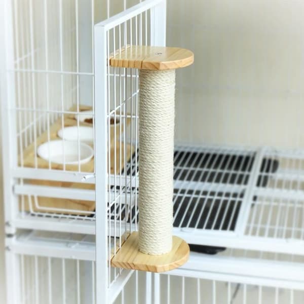 TD® Natural Sisal Beige Kattträdstolpe Husdjurstillbehör Djuraffär Höjd 35 cm x 6 Träfärg