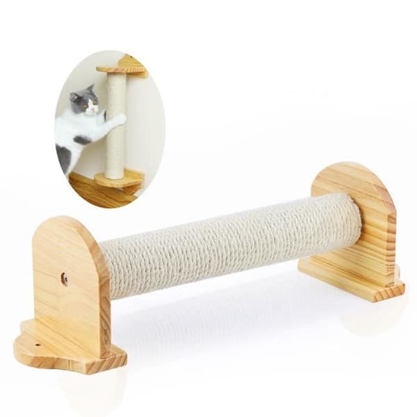 TD® Natural Sisal Beige Kattträdstolpe Husdjurstillbehör Djuraffär Höjd 35 cm x 6 Träfärg